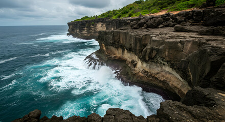 Coastal Cliff Dramatic Waves Ocean View