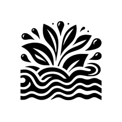 Monochrome Floral Water Bloom