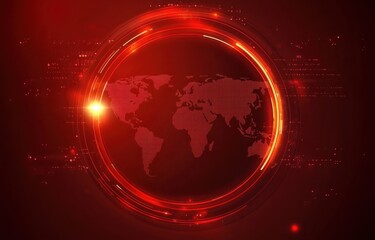 Global News Broadcast Backdrop with World Map and Circular Light