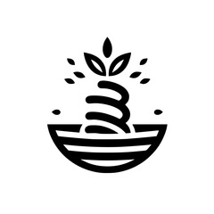 Flourishing Growth: Minimalist Plant in Bowl Logo