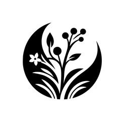 Yin-Yang Floral Bloom: Monochrome Botanical Art