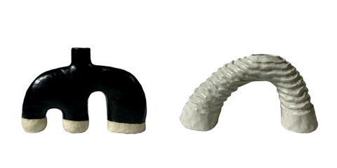 Artistic close-up contemporary abstract ceramic sculptures gallery