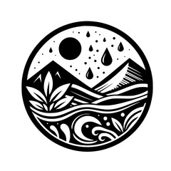 Circular Nature: Monochromatic Landscape, Rain, and Flourish