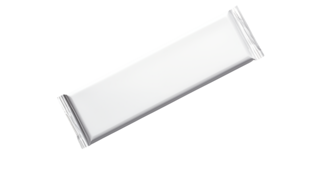 White blank candy bar wrapper mock up template for branding and packaging transparent backgroundon transparent background