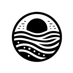 Coastal Crest: Minimalist Sunset & Waves Icon