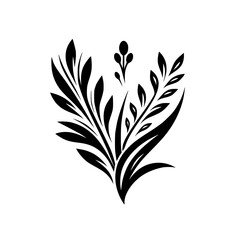 Elegant Black Botanical Illustration on White: Minimalist Design