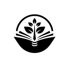 Knowledge Blooms: A Black & White Logo for Education and Growth.