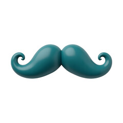 3D Blue Mustache Isolated on Transparent Background PNG File for Father's Day