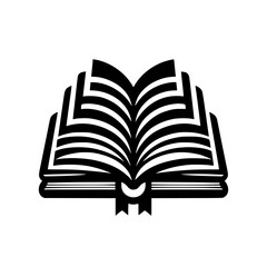 Abstract Open Book Icon: Geometric, Minimalist Black and White Design