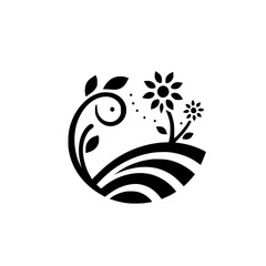 Black & White Botanical Emblem: Nature's Embrace