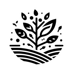 Simple Vector: Plant Icon. Sustainable Growth, Organic Forms, Farm to Table.