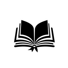 Minimalist Open Book Icon with Ribbon