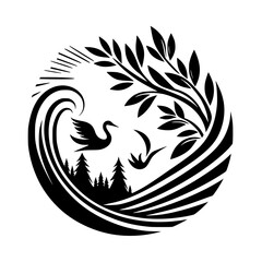 Circle of Life: Black and White Nature Illustration