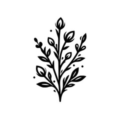 Minimalist Botanical Black and White Illustration