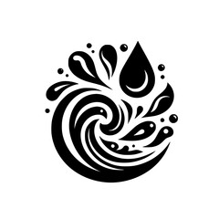 Water Element: Abstract Swirl, Drops & Splash in Monochrome