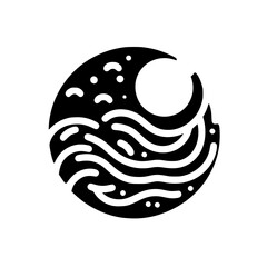 Moonlit Ocean's Embrace: Minimalist Nightscape