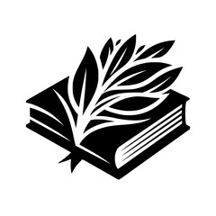 Literary Growth: Book and Branch, Monochrome Symbol