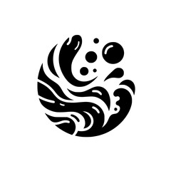 Abstract Water Element: Black & White Circular Design