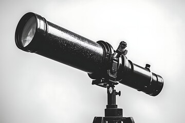 A telescope symbolizing space or astronomy, black-filled on white