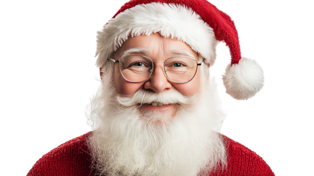 Smiling Santa Claus with a bag in a festive Christmas setting