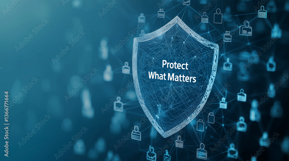 Poster digital shield: illustrating protection, cybersecurity, and data safety, this image features a promi
