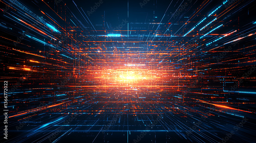 Poster dynamic data visualization virtual space digital art futuristic environment abstract viewpoint techn
