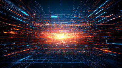 Dynamic data visualization virtual space digital art futuristic environment abstract viewpoint technology concept