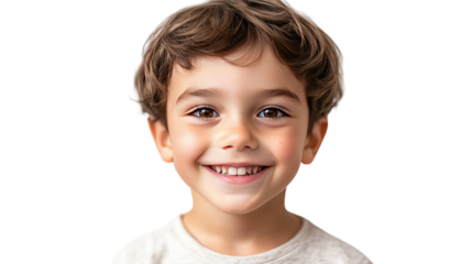 Portrait of a smiling happy boy with a cheerful expression and joyful innocence