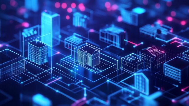 A fintech engineer creating AI powered decentralized real estate tokenization platforms for crypto investors, futuristic real estate lab with live tokenization data, High-tech style