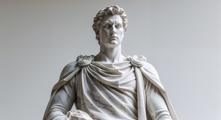 Marble statue guardian in plain white background portrait