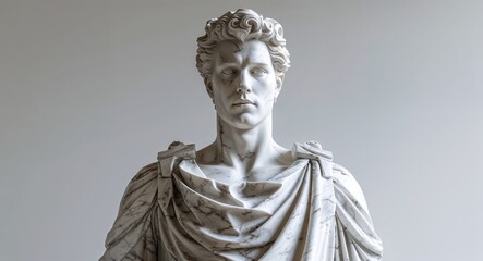 Marble statue guardian in plain white background portrait