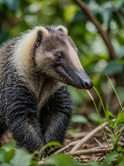 Obraz premium Close-up view of Giant Anteater cub in its natural environment with a blurred background