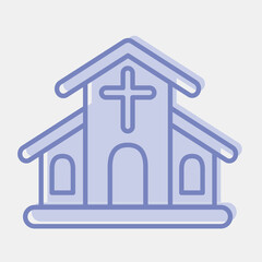 Icon chruch. Building elements. Icons in two tone style. Good for prints, web, posters, logo, site plan, map, infographics, etc.