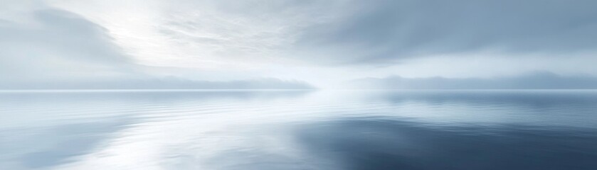 Fototapeta premium Serene Calm Waters Under Soft Blue Sky with Gentle Light Reflection