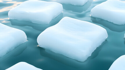 Floating Glacial Ice Floes on Teal Water