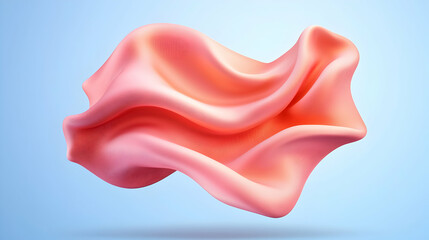 Floating Red Pink Silk Textile in Air Dynamic Abstract Design