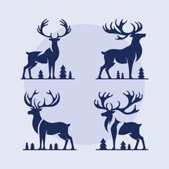 set of deer silhouettes