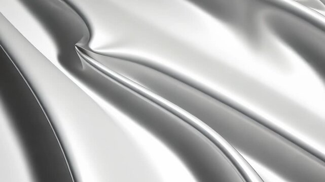 Soft folds of shiny silver fabric draping elegantly across a smooth surface in a well-lit setting