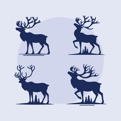set of deer silhouettes