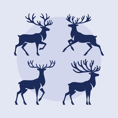 set of deer silhouettes