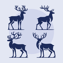 Fototapeta premium set of deer silhouettes