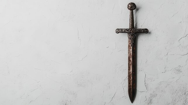 Heavy flamberge sword with a wavy, undulating blade, intricate crossguard, and steel pommel, resting on white