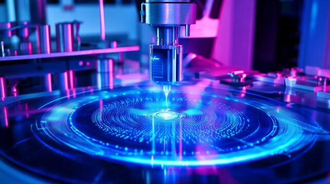 A quantum entanglement researcher testing AI driven teleportation models, futuristic physics lab with supercooled quantum processors and holographic particle state analysis, High-tech style