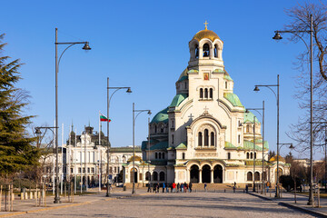View of Patriarchal Cathedral of Saint Alexander Nevski in Sofia, Bulgaria