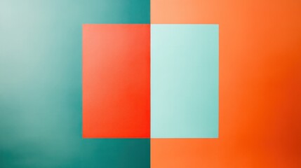 Fototapeta premium Abstract Color Block Composition: Teal, Orange, and Mint Green Rectangles
