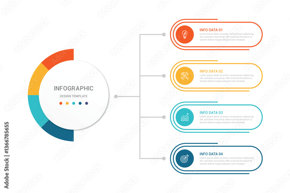Poster vector infographic label design with circle infographic template design and 4-5-6 options or steps. 