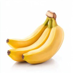 Ripe Bananas Bunch Displayed on White Background, Fresh and Healthy
