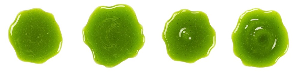 Set Of Green Sauce stain isolated on transparent background, PNG 