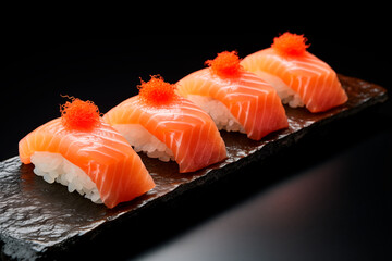 Four salmon nigiri