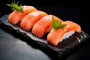 Four salmon nigiri